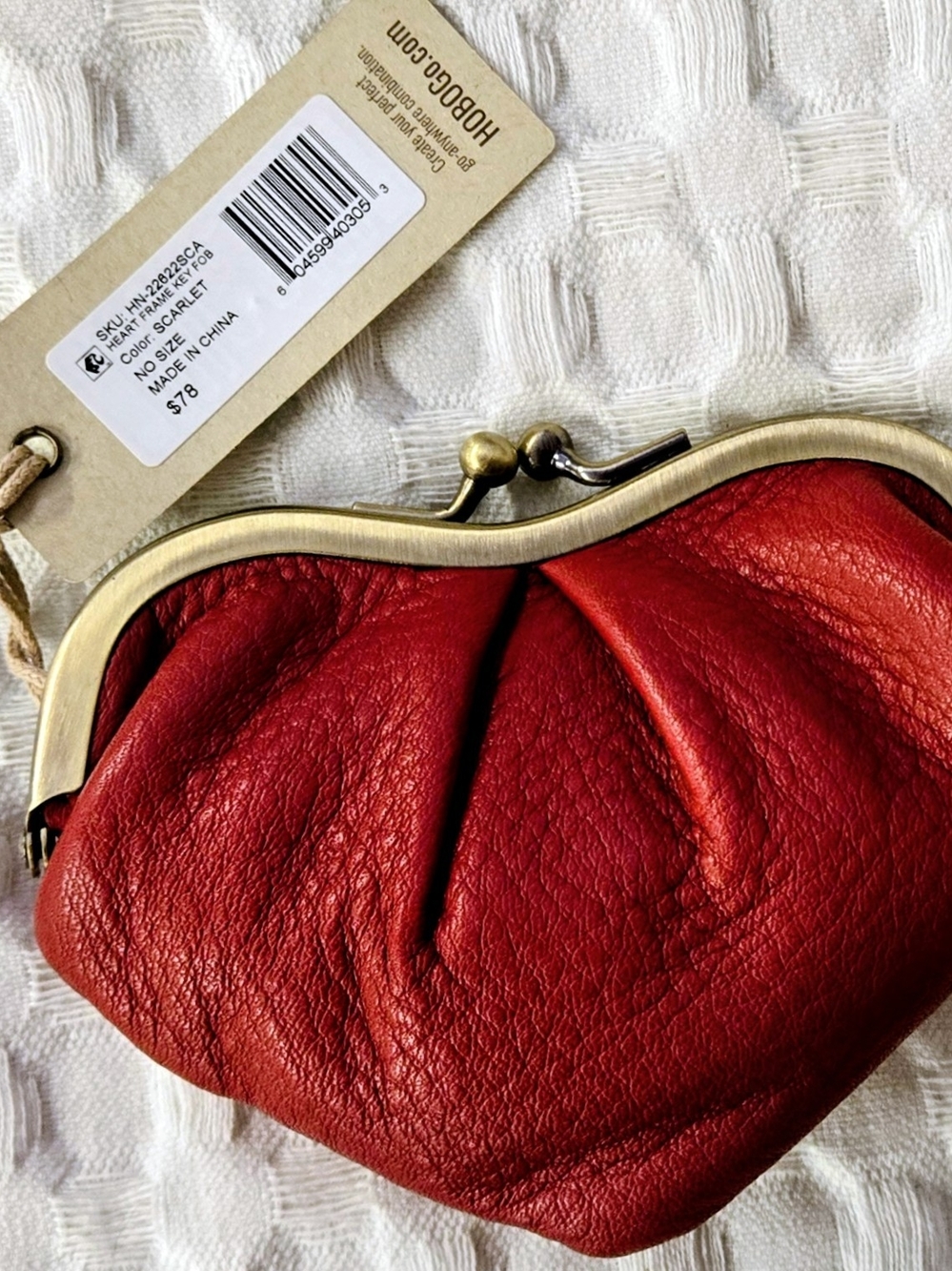 HOBO Scarlet Red Leather Kiss-Lock Coin Purse